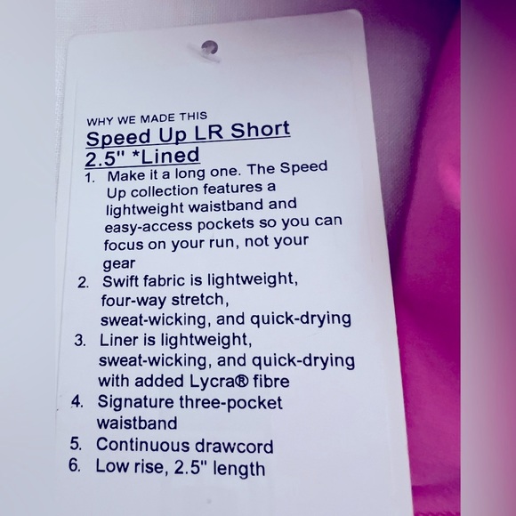 NWT Lululemon Speed Up LR Short 2.5” Lined in Sonic Pink - Picture 4 of 8